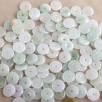 Jade de Birmanie supports boutons, beignet, gravé, DIY, vert, 13mm, Vendu par PC