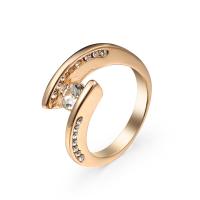 Anilo de dedo de latón, metal, chapado en color dorado, diverso tamaño para la opción & para mujer & con diamantes de imitación, Vendido por UD
