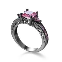 Кубическое цирконовое латунное кольцо, Латунь, с кубический цирконий, Другое покрытие, разный размер для выбора & Женский, Много цветов для выбора, продается PC