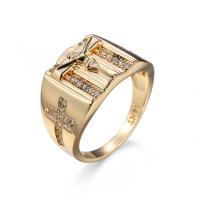 Цирконий Micro Pave Латунь палец кольцо, плакирован золотом, разный размер для выбора & инкрустированное микро кубического циркония & Женский, Много цветов для выбора, продается PC