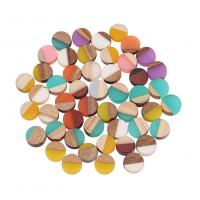 Fashion Resin Cabochons, with Wood, DIY, mixed colors, 10mm 