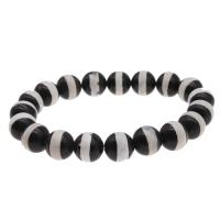 Agate Bracelets, Round, polished, fashion jewelry & for woman, white and black, 10mm 