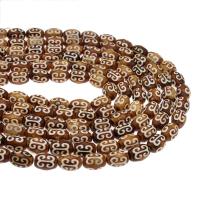 Natural Tibetan Agate Dzi Beads, Drum, DIY, brown, 10*14mm cm 