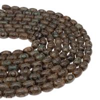 Natural Tibetan Agate Dzi Beads, Drum, DIY, brown, 10*14mm cm 