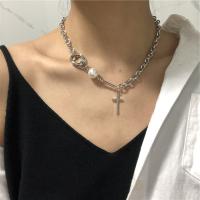 Titan Schmuck Halskette, Titanstahl, mit Kunststoff Perlen, plattiert, Modeschmuck & für Frau, 55mm, Länge:15.7 ZollInch, verkauft von PC