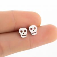 Stainless Steel Stud Earring, Skull, plated, fashion jewelry & for woman 