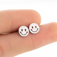 Stainless Steel Stud Earring, Smiling Face, plated, fashion jewelry & for woman 8mm 