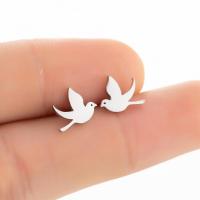 Stainless Steel Stud Earring, swallow, plated, fashion jewelry & for woman 