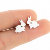 Stainless Steel Stud Earring, Rabbit, plated, fashion jewelry & for woman 