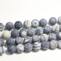 Network Stone Beads, Round, polished, DIY & frosted, black Approx 15 Inch 