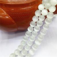 Katzenauge Perlen, rund, poliert, DIY & verschiedene Größen vorhanden, weiß, verkauft von Strang