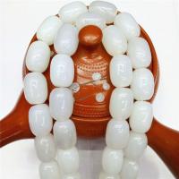 Perle Agate blanche naturelle, tambour, poli, DIY, blanc Environ Vendu par brin