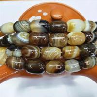 Natürliche Streifen Achat Perlen, Trommel, poliert, DIY, Kaffeefarbe, 13x18mm, ca. 22PCs/Strang, verkauft von Strang