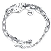 Stainless Steel Charm Bracelet, polished, for woman, original color Approx 7.06 Inch 