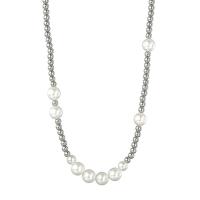 Stainless Steel Jewelry Necklace, with Plastic Pearl, polished, for woman, original color Approx 19.68 Inch 