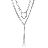 Multi слой ожерелье, нержавеющая сталь, полированный, Женский & многонитевая, оригинальный цвет, длина:Приблизительно 19.68 дюймовый, продается Strand