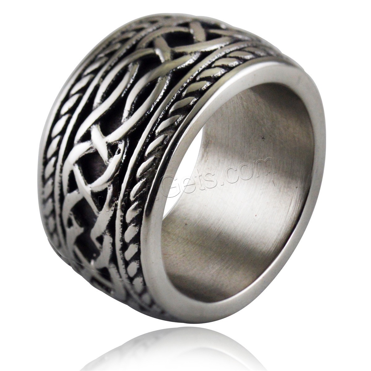 Titanium Steel Finger Ring, Carved, different size for choice & for man, original color, Sold By PC
