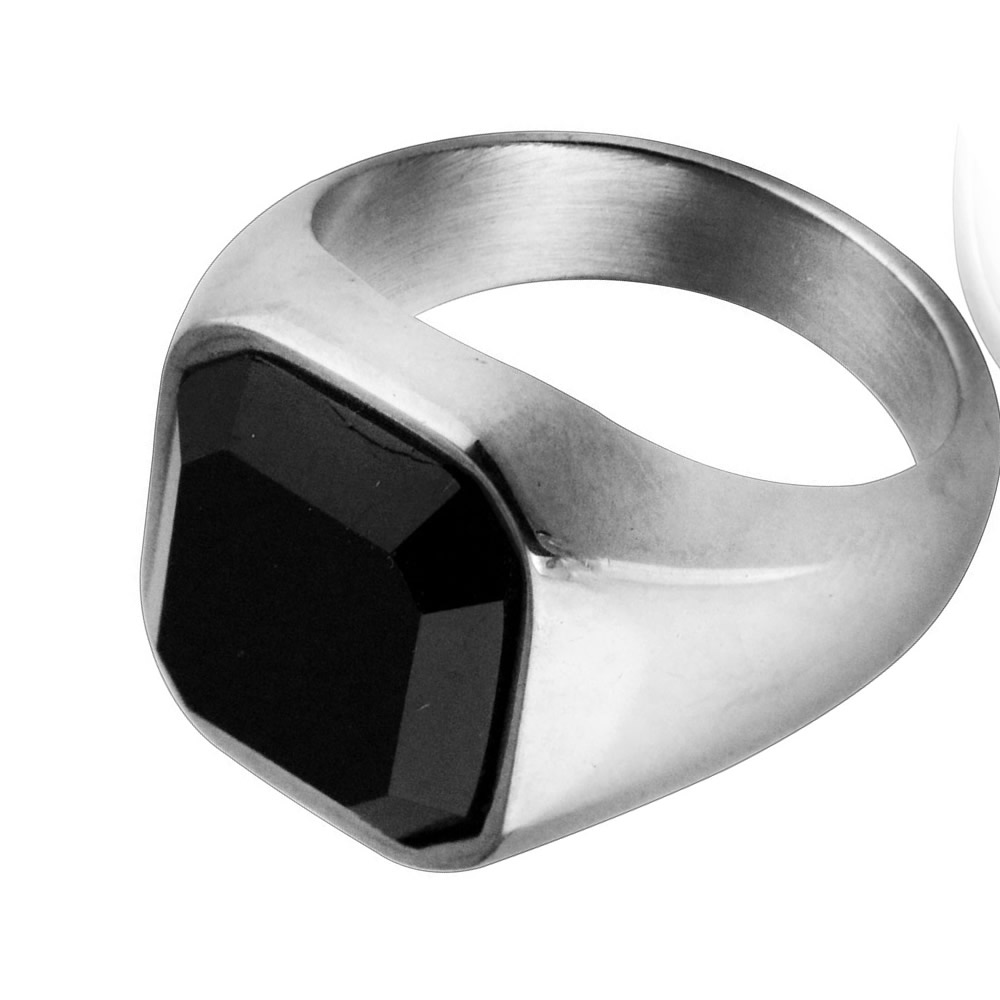 Titanium Steel Finger Ring, with Gemstone, plated, different size for choice & for man, more colors for choice, Sold By PC