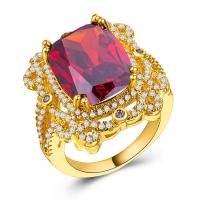 Zirkonia Messing Finger Ring, goldfarben plattiert, verschiedene Größen vorhanden & Micro pave Zirkonia & für Frau, keine, verkauft von PC