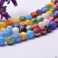 Vernickelt Glasperlen, Glas, rund, DIY & verschiedene Größen vorhanden, gemischte Farben, verkauft von Strang