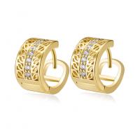 Brass Huggie Hoop Earring, gold color plated, micro pave cubic zirconia & for woman 