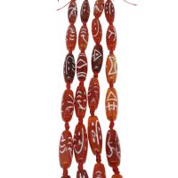 Natural Tibetan Agate Dzi Beads, Drum, DIY, reddish orange, 38*14*35mm cm 