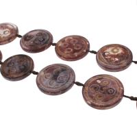 Natural Tibetan Agate Dzi Beads, Flat Round, DIY, brown, 39*8*39mm cm 