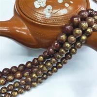 Cloisonne Stone Abalorio, Esférico, pulido, Bricolaje & diverso tamaño para la opción, color marrón rojizo, Vendido por Sarta