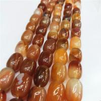 Original Farbe Achat Perlen, Rosa Achat, Trommel, poliert, DIY, rote Orange, 13x18mm, ca. 22PCs/Strang, verkauft von Strang