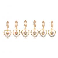 Huggie Hoop Drop Earring, Brass, Heart, real gold plated, micro pave cubic zirconia & for woman 