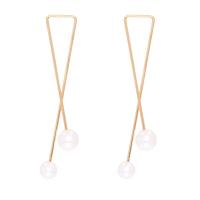Zinc Alloy Drop Earring, fashion jewelry & with pearl, gold 