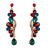 Zinc Alloy Rhinestone Drop Earring, fashion jewelry & with rhinestone, multi-colored 