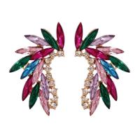 Zinc Alloy Rhinestone Stud Earring, fashion jewelry & with rhinestone, multi-colored 