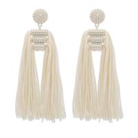 Fashion Tassel Earring, Zinc Alloy, plated, for woman, white, 95mm 