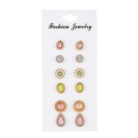 Zinc Alloy Stud Earring Set, plated, 6 pieces & for woman 