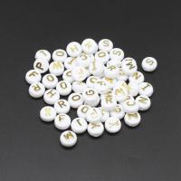 Acryl Alphabet Perlen, rund, DIY & mit Brief Muster, weiß, 10*10*6mm, Bohrung:ca. 2mm, 500G/Tasche, verkauft von Tasche