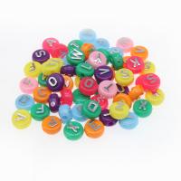 Acrylic Alphabet Beads, Round, DIY & with letter pattern 10*10*6mm Approx 2mm 