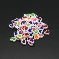 Zweifarbige Acryl Perlen, Herz, DIY, gemischte Farben, 10*10*4mm, Bohrung:ca. 1mm, 500G/Tasche, verkauft von Tasche