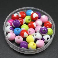 Zweifarbige Acryl Perlen, rund, DIY, gemischte Farben, 8mm, Bohrung:ca. 1mm, 500G/Tasche, verkauft von Tasche