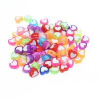 Zweifarbige Acryl Perlen, Herz, DIY, keine, 8*8*4mm, Bohrung:ca. 1mm, 500G/Tasche, verkauft von Tasche