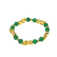 Jade Armbänder, gefärbte Jade, mit Zinklegierung, rund, Modeschmuck & für Frau, grün, 17*7mm, Länge:7.5 Millimeter, verkauft von Strang