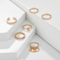 Zinc Set anillo de aleación, aleación de zinc, anillo de dedo, chapado, 6 piezas & Joyería & con diamantes de imitación, Vendido por Set