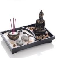 Kunstharz Zen Sandbox Ornament, Quadrat, für Zuhause und Büro, 150x35x220mm, verkauft von PC