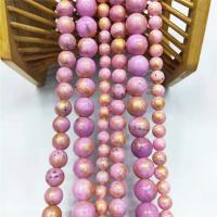 Cloisonne Stone Abalorio, Esférico, pulido, Bricolaje & diverso tamaño para la opción, rosa púrpura, Vendido por Sarta
