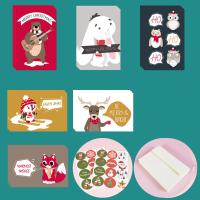 Papier Weihnachtskarte, Rechteck, Drucken, gemischtes Muster & verschiedene Muster für Wahl, 220x160x20mm, 24PCs/setzen, verkauft von setzen
