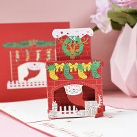 Paper Christmas Card, printing, Christmas Design & handmade & 3D effect, red 