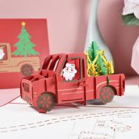 Papier Weihnachtskarte, Auto, Drucken, Weihnachts-Design & handgefertigt & 3D-Effekt, rot, 150x200mm, verkauft von PC