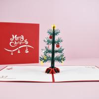 Paper Christmas Card, Christmas Tree, printing, Christmas Design & handmade & 3D effect, green 