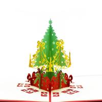 Papier Weihnachtskarte, Weihnachtsbaum, Drucken, Weihnachts-Design & handgefertigt & 3D-Effekt, grün, 150x150mm, verkauft von PC