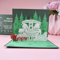 Paper Christmas Card, printing, Christmas Design & handmade & 3D effect, green 